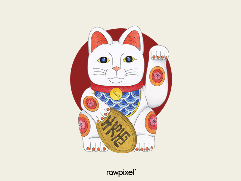 72 Pantone - Beckoning Cat by mano.t for rawpixel on Dribbble