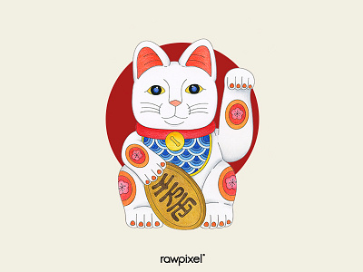 72 Pantone - Beckoning Cat adultcoloring cat colorpencil graphic illustration japan