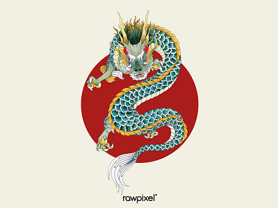 74 Pantone - Dragon adultcoloring colorpencil dragon drawing graphic illustration japan red