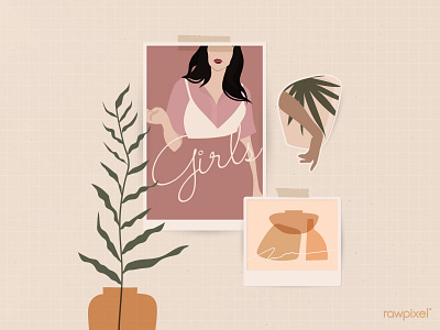 Feminie : Girls! feminine girls graphic illustrations instagram leaves lifestyle minimal peach pink woman
