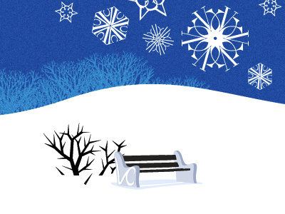 Vassar bench blue snow snowflakes vassar white winter