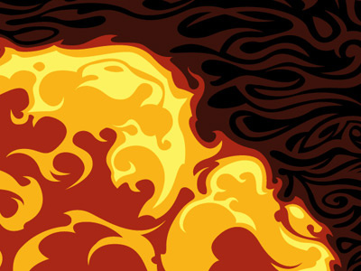 Fireball red yellow flame explosion