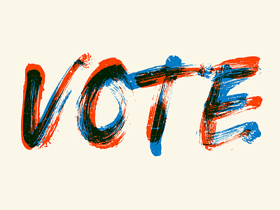 Vote blue brush font red typography vote