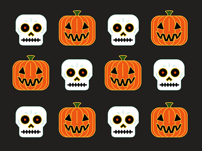 Pumpkins scream in the dead of night black halloween icons illustration orange pumpkin skull vassar