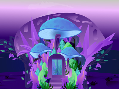 Mushroom Home Illustration