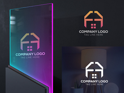 Real Estate Company Logo colorful logo creative logo gradient logo home home logo interior logo design light logo design logo maker minimal logo real estate real estate logo table light