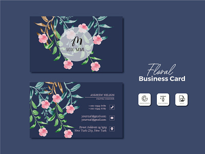 Floral Business Card business card business card design template card design design floral floral business card floral business card design floral card floral illustration floral vector graphicsdesign hand made design hand make business card illustration illutrator vector water color card watercolor watercolor business caed watercolor business card