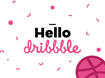 Hello Dribbble! design first shot flat hello hello dribbble illustration pink thank you typography ui ux