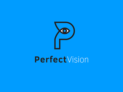 Perfect Vision blue eye eye logo letter p logo p p letter p logo