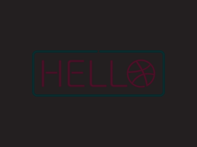 Hello Dribbble! debut dribbble dubut first first shot gif neon neon sign neon type shot
