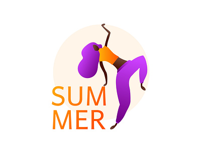 Dancing young girl character dance flat style illustraion nightclub proton purple relax simple sketch summer sunset vacation vectors young girl