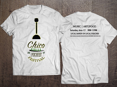 Chico Porchfest T- Shirt Mockup illustration logo mockup t shirt