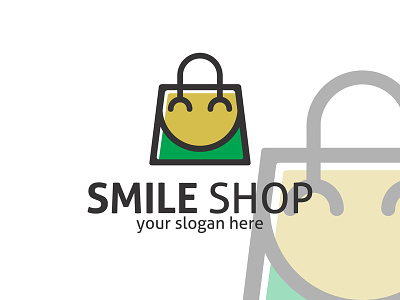 Smile Shop Logo bag buy cart cute ecommerce fun online online shop retail satisfied sell shop shopping store vector