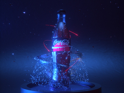 3D Model and Scene of Coca-Cola bottle 3d bottle mockup branding c4d cinema4d label design logo package render visualization vivid
