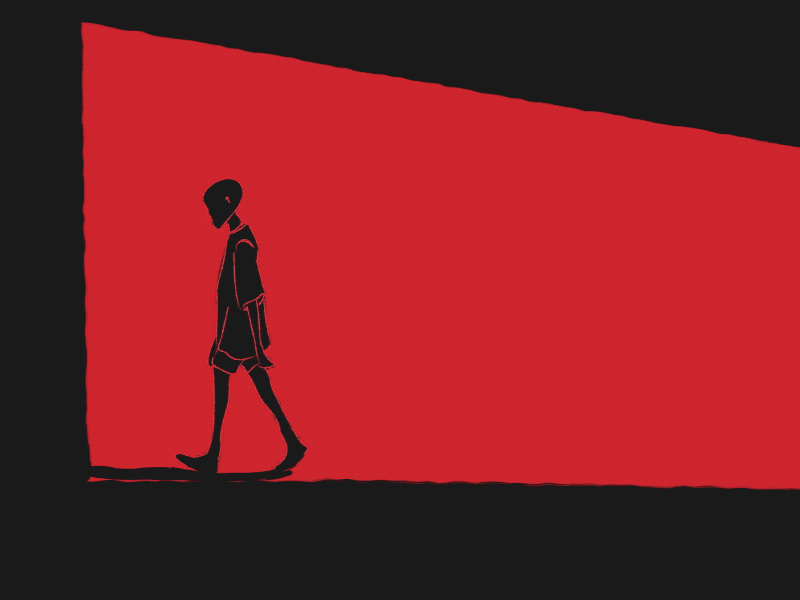 Boy Walking Into wall 2d animation after effects animation animation after effects boy dark background design horror horror art illustration monotone shadow walkcycle