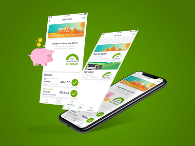 52 Weeks Money Saving Challenge android animation app design flat flat design ios mobile money app piggy ui ui design ux ux design