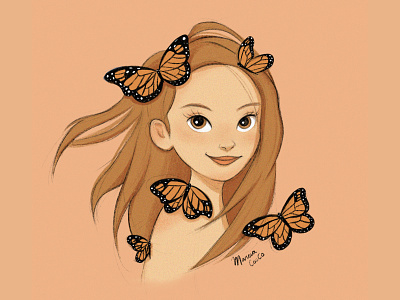 Mariposas artwork butterflies butterfly character character design girl girl character girl illustration girly illustration ipad pro ipadproart monarch butterfly orange procreate procreate art