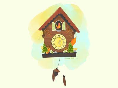 Cuckoo artwork bird bird illustration clock cuckoo cuckoo clock cucu house illustration illustrator ipad pro ipadproart procreate procreate art reloj