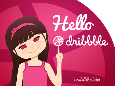 Hello Dribbble character debut design dribbble first shot firstshot hello illustration invitation invite vector