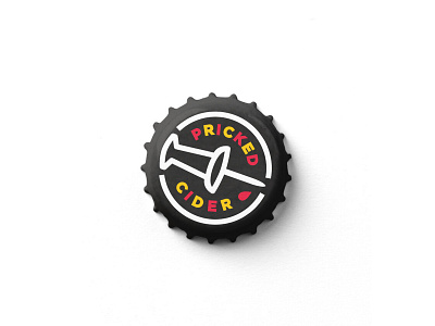 Pricked Hard Cider Bottle Cap apple beer beer art beer branding beer can black bottle cap cider design graphic design hot illustration logo logo design package design packaging pricked red typography vectorart