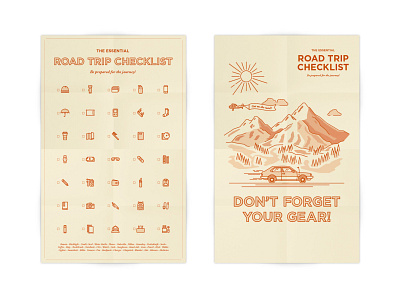 Road Trip Checklist branding car checklist design graphic design icon icons illustration logo logo design mortenson mountain orange poster poster art poster design roadtrip travel typography vector