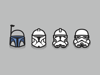 Star Wars Helmet Evolution clone trooper design graphic design helmet icon icons illustration jango fett logo design mandalorian starwars stormtrooper vector