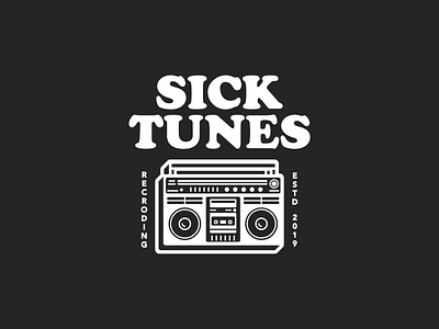 Sick Tunes Recording Logo boombox design graphic design illustration logo logo design music typography vector