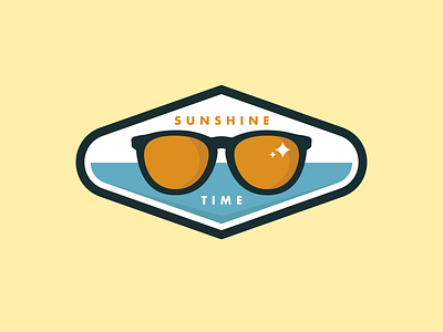 Sunshine Time badge badge design design graphic design illustration logo design sun sunglasses time vector