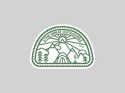 The Great Outdoors badge badge design badgedesign camping design graphic design illustration logo logo design mountains outdoors sticker typography vector woods