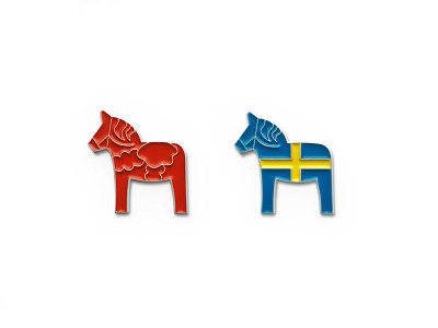 Swedish Horse Enamel Pins dala horse design enamel enamel pin enamel pins enamelpin enamelpins graphic design icons illustration sweden swedish vector