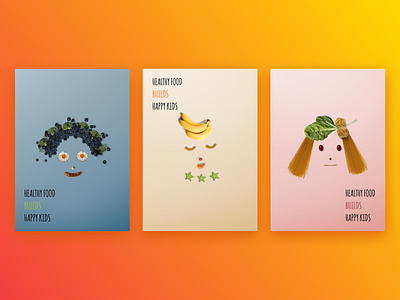 Healthy Food Builds Happy Kids design illustration portrait art poster