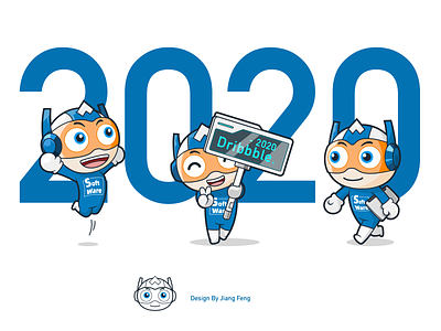 Dribbble2020 blue character cute dribbble illustration mascot software
