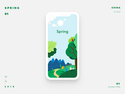 Spring forest green illustration spring