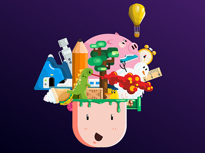 Designer's Mind brain design dinosaur food illustration mind pencil pig snowman tree wix playoff