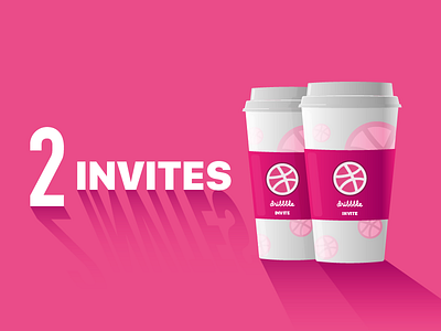 2 Dribbble Invites coffee dribbble invitation invite pink