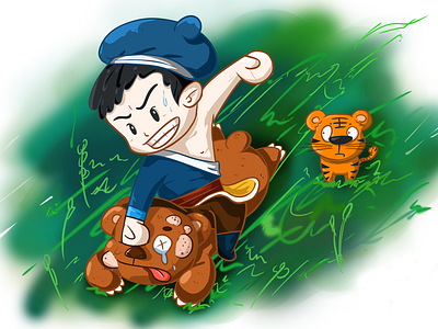 Wusong bear character illustration stroy tiger wusong