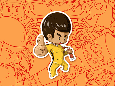 Bruce Lee bruce lee character china dragon hongkong illustration nunchucks yellow