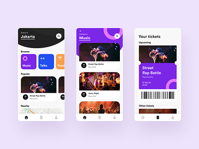 Event App - Design Exploration activity apps clean event exploration mobile music ticket ui ux