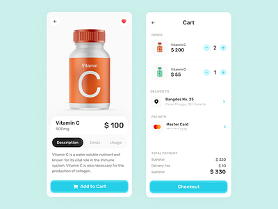 Vitamin Store App 1 - Design Exploration app bottle clean ecommerce medicine minimalist store vitamin