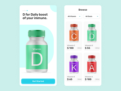 Vitamin Store App 2 - Design Exploration bottle clean exploration medicine minimalist ui ux vitamin