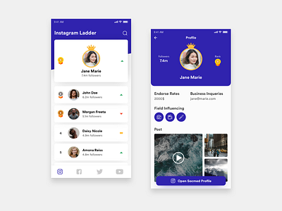 Social Ladder - Design Exploration apps endorse influencer ladder social apps social media user experience user interface weekyui