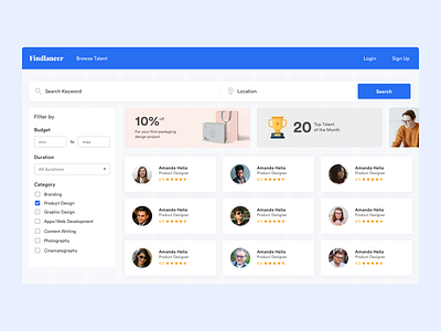 Freelancer Website - Design Exploration freelancer job marketplace talent uid ux work