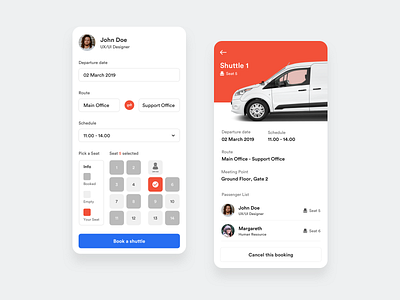 Shuttle Booking Apps - Design Exploration apps booking design exploration office shuttle ui ux