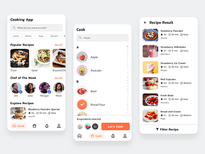 Cooking Recipe Apps 1 - Design Exploration apps design clean cooking exploration food product design recipe ui ui design ux ux design