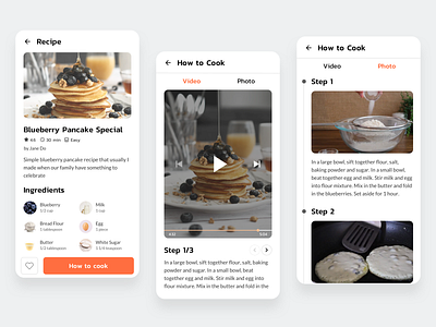 Cooking Recipe Apps 2 - Design Exploration apps design clean cook cooking exploration food product design recipe ui ui design ux ux design