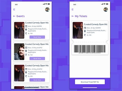 Events and my tickets app design events my tickets uiux xd