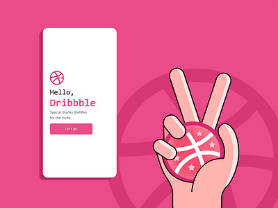 Hello Dribbble ! first shot hand hello dribbble illustration