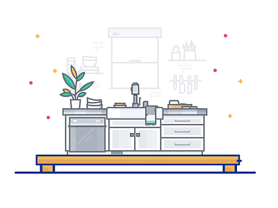 Organized Kitchen , Sink Side abstract animation app branding graphicsdesign illustration logo simple type ui ux vector web