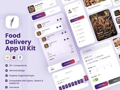 Food Delivery App UI Kit app design app ui design delivery app food delivery app ui ui design