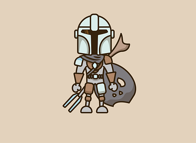 Mandalorian art cartoon character draw graphic illustration illustrator minimal starwars vector